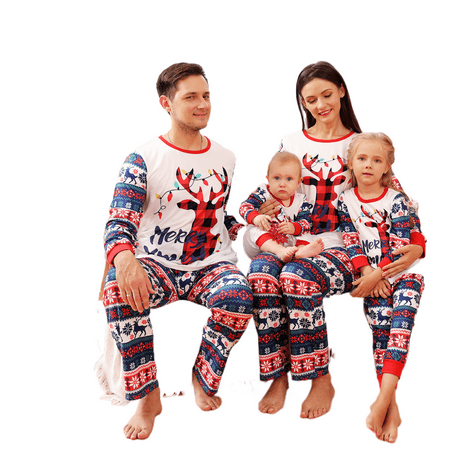 

Family Christmas Pajamas Matching Jammies Sets Pjs Sleepwear Xmas for Adults Kids Baby Pet Holiday Nightwear Outfits 2Pcs Unisex