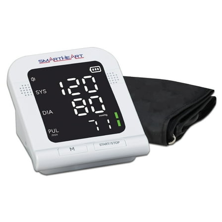 SmartHeart Blood Pressure Monitor | Wide-range Upper Arm Cuff | Audible English Spanish Instructions and Results for Visually Impaired | 199-Reading Memory