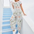 thumbnail image 2 of Peach Flowers White Background Pattern Design Womens Casual Baggy with Pockets Trousers Casual Jumpsuit Sleeveless Suspender Overalls Romper, 2 of 8