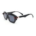 thumbnail image 3 of Womens Artsy Lipstick Hinge Beveled Mod Rectangle Sunglasses All Black, 3 of 4