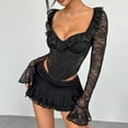 thumbnail image 2 of Women's Long Sleeve Lace Bodysuit V Neck Body Suit Shapewear Black S, 2 of 4