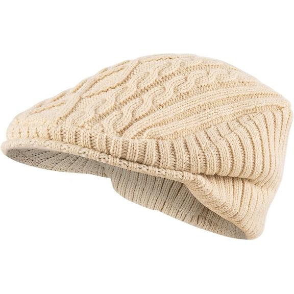 Women Winter Warm Knit Hat for Men Wool Snow Ski Caps with Visor Warm Fleece Lined Hat Soft Beanie Cap