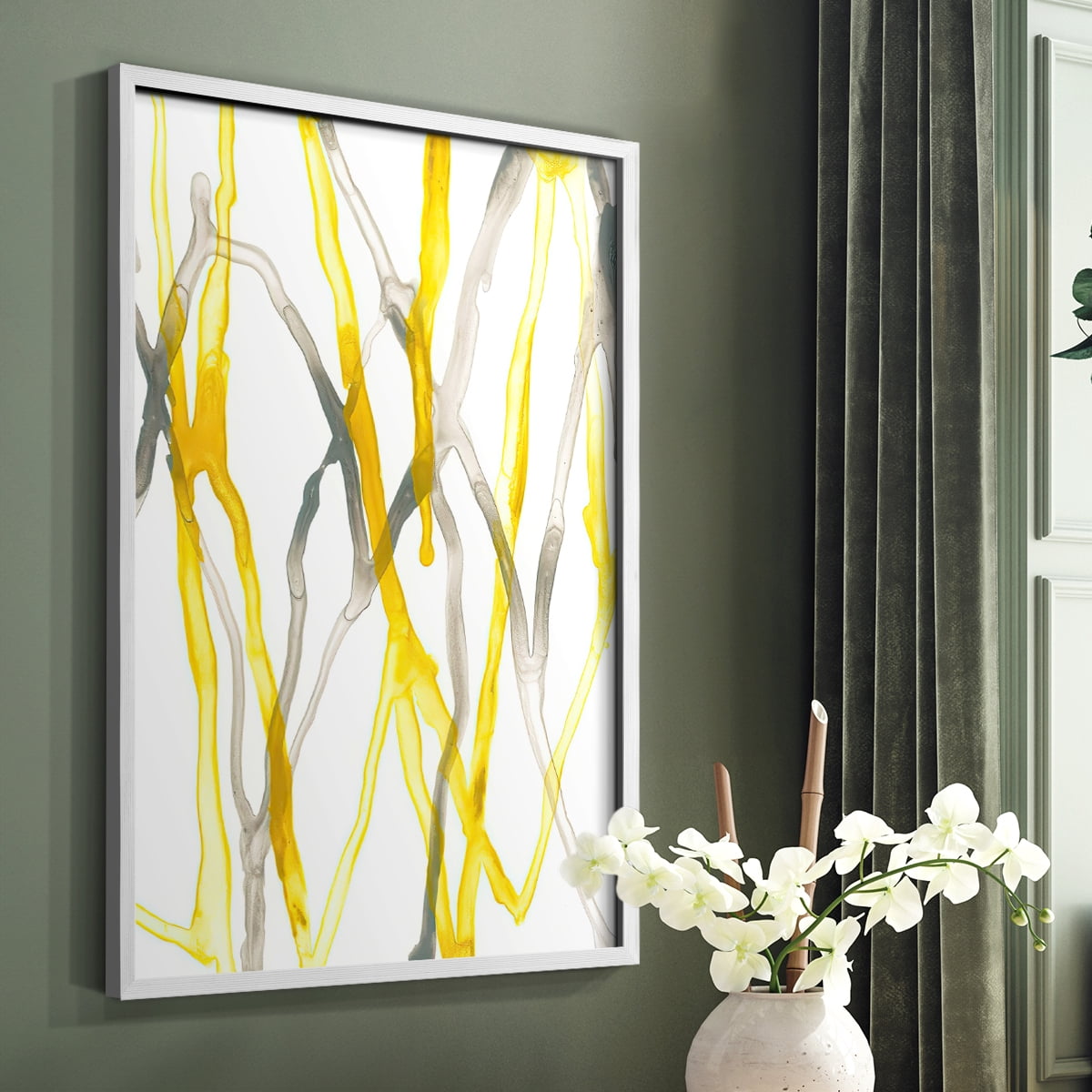 Runnel XX Framed Print in White Solid Wood Framed Print No Nail Hanging