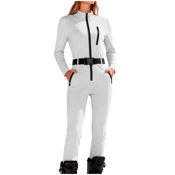 ZACPNCV Womens Solid Long Sleeve Yoga Bodysuit Seamless One Piece High Neck Tummy Control Slimming Workout Jumpsuit No Belt