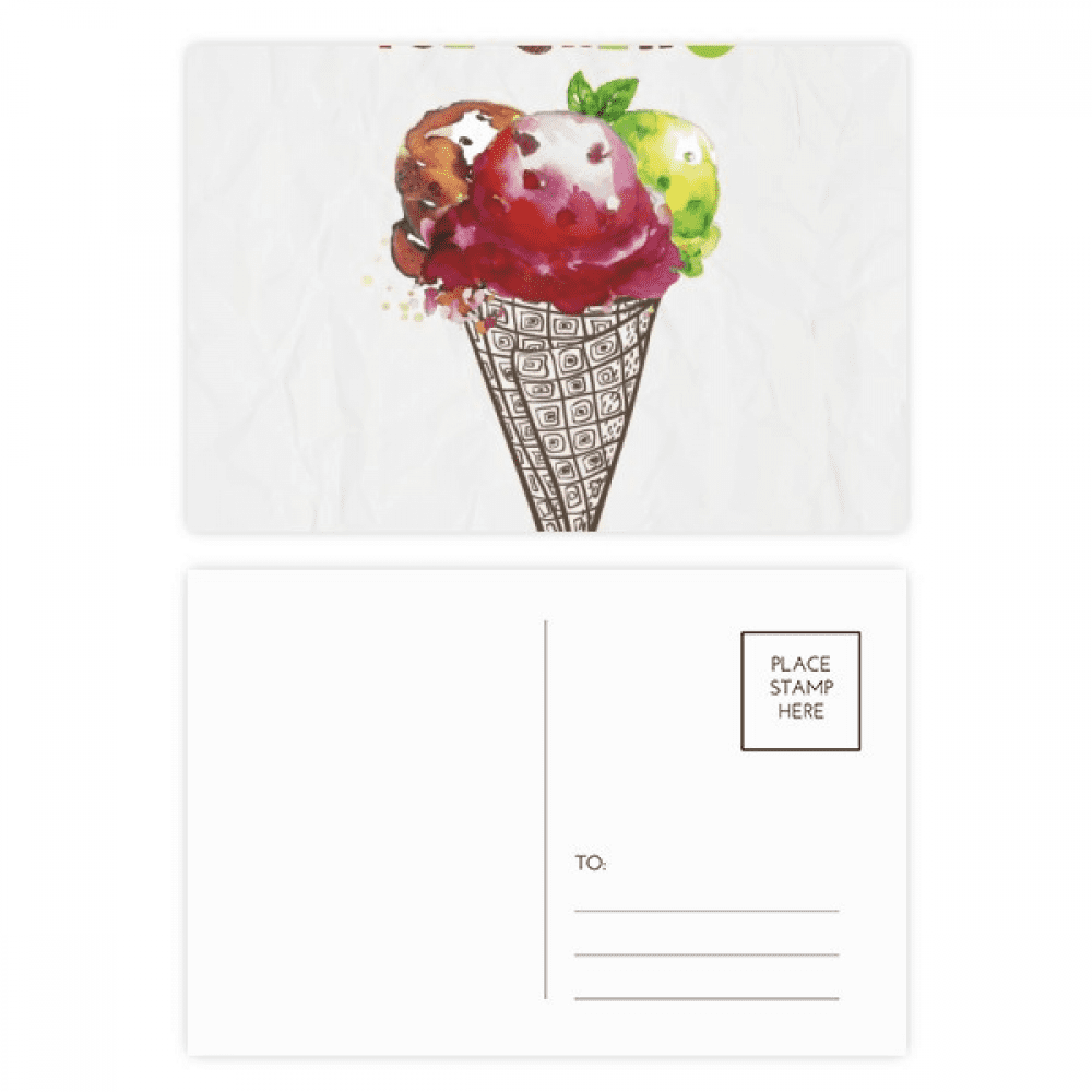 watercolor cones ice postcard set birthday mailing thanks greeting card