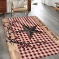 thumbnail image 2 of Country Stars Area Rugs 3x5 ft Vintage Rust Black Star Red Plaid Brown Wood Grain Washable Rug Non Slip Indoor Carpet Absorbent Floor Mat for Living Room Bedroom Dining Room, 2 of 9