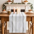 thumbnail image 3 of White Wood Grain Cotton Linen Table Runner for Dining Kitchen, Vintage Farmhouse Wooden Board Wedding Outdoor Party Tablerunners Decoration, Dresser Scarf Coffee Tablecloth Runners 13x72 Inches, 3 of 8
