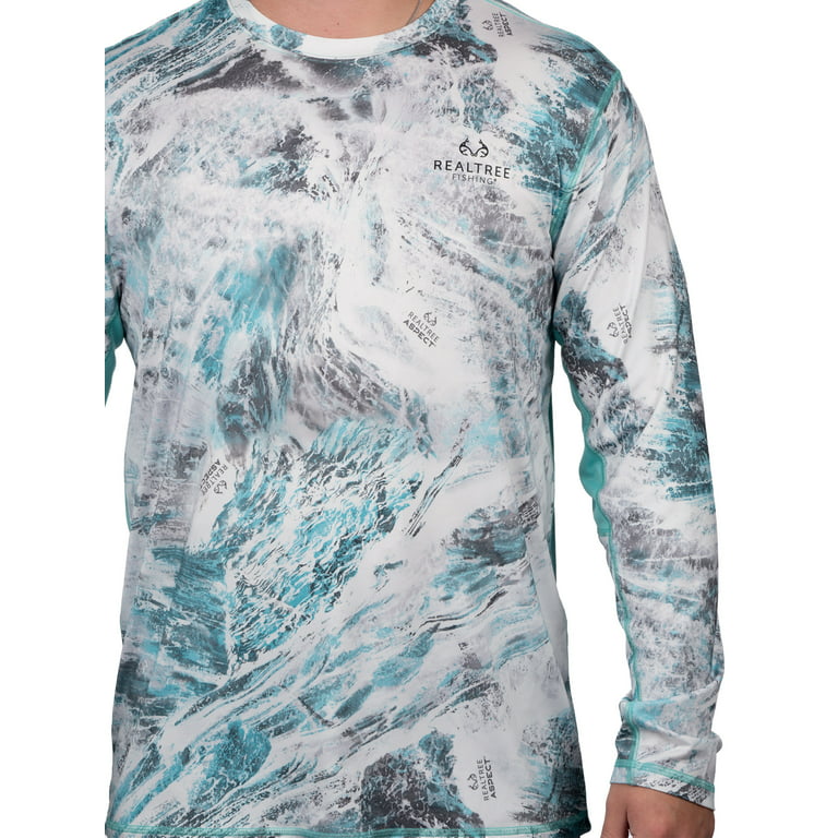 Realtree Mens Long Sleeve Jersey Recycled Polyester UPF Scent Control Northstar Glacier Performance Tee- XL, Men's, Blue