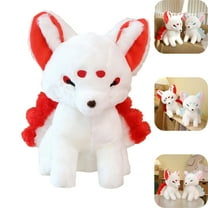 Lifelike Nine-Tailed Fox Stuffed Animals Toy - Realistic Red Fox Plush Toy Cute Kyuubi Kitsune Dolls Gifts for Friend