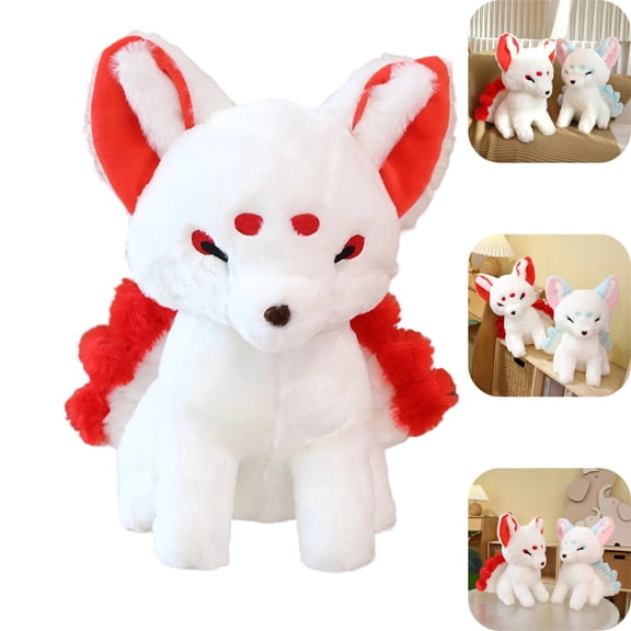 14.96Inch Cute Nine-Tailed Fox Stuffed Animals Toy, Red Fox Plush Toy Cute Kyuubi Kitsune Plushie Dolls, Perfect Christmas Birthday Valentine's Day New Year Gifts