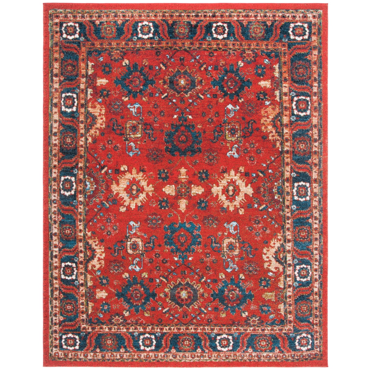 SAFAVIEH Vintage Hamadan Pema Traditional Area Rug, Orange/Blue, 5'3" x 7'6"