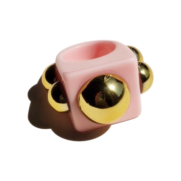 Qarigey Anillos llamativos de moda para mujer - Anillos gruesos arcílicos Anillo de dedo de regalo para mujer llamativo y atrevido Ropa, zapatos y accesorios Miscelánea rosa