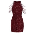 thumbnail image 4 of Arvbitana Women's Summer Mini Bodycon Dresses Sleeveless Round Neck Sequins Slim Dress Fashion Sexy Sheath Dress for Party, 4 of 9