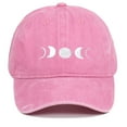 thumbnail image 2 of HNMKIU Moon Embroidery Distressed Washed Baseball Cap Classic Unstructured Low Profile Dad Hat for Daily Use Baseball Hats 03_Pink,One Size, 2 of 3