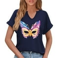thumbnail image 6 of Craaazy Mardi Gras Shirts for Women Short Sleeve Casual Carnival Printed V-neck T-shirts Gifts, 6 of 6