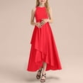 thumbnail image 2 of Zanarzt Cute Dresses Girls Summer Maxi Dresses Sleeveless Casual Flowy Tiered Dress Party Wedding Vacation Red,8-10 Years, 2 of 5