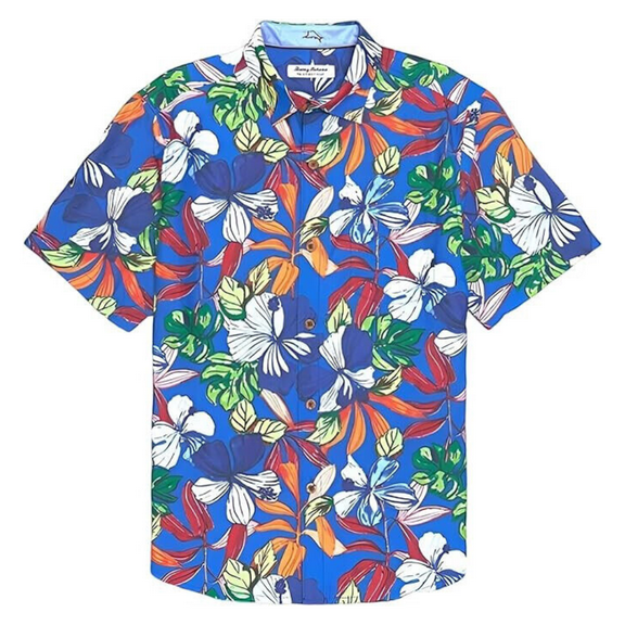 Tommy Bahama Coconut Point Luau Camp Shirt (Color: Blue Aster, Size X Large)