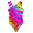 thumbnail image 3 of Haitryli Girls Gymnastics Leotard Ballet Dance Leotard Asymmetrical Shoulder Bodysuit Swimsuit Colorful 6, 3 of 4