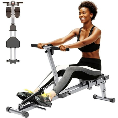 Rowing Machine, Compact Adjustable Rowing Machine 12 Levels of Complete Body Workout Resistance for Home, Low-Impact