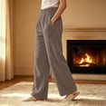 thumbnail image 5 of Edvintorg Womens Lounge Pants Fleece Casual Trouser Elastic Waisted Loose Wide Leg Pant with Pocket Plus Size Women Clothing Brown S-3XL, 5 of 6