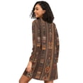 thumbnail image 2 of FORMRS Womens Long Sleeve Nightgowns Crew Neck Sleep Shirt Soft Pajamas Sizes S-3XL, Brown Tribal Pattern, 2 of 8