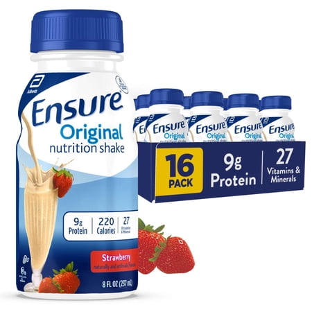 Ensure Original Nutrition Shake, 9g Protein, Strawberry, 8 fl oz - 16 Pack