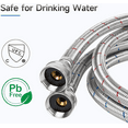 "JUWO Heavy Duty 4ft Washer Hoses, 2 Pack 3/4"" FHT, 304 Braided Stainless Steel for Hot and