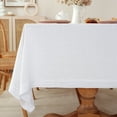 thumbnail image 2 of 100% Pure Linen Tablecloth, 55x55 Inch Square Table Cover - White, 2 of 7