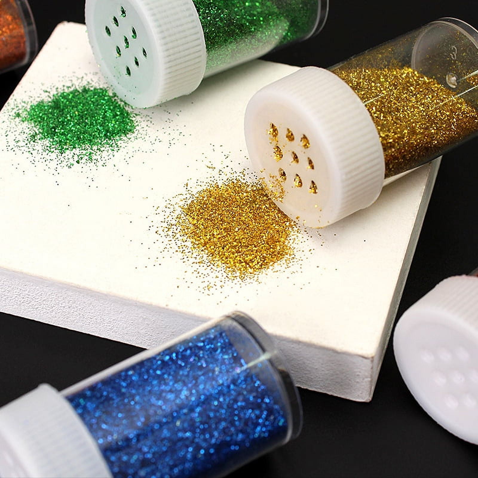Glitter Shaker Jars, Variety Box Set of 50, Multipurpose Arts & Crafts Glitter, Extra Fine Glitter & Additional Assorted Shapes by Better Office