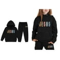 thumbnail image 5 of Child Girls Jesus Loves You Hoodie Long Sleeve Warm Graphic Hoodies Girls Oversize Pullover and Jogger Pants 2 Pcs Fall Winter Clothes Clothes for Girls 4T, 5 of 5