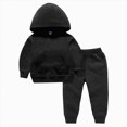 thumbnail image 4 of HCNTES Baby Boy Winter Clothes Toddler Boys Clothes Fall Outfit Sets, Kids Outfits Sets 18M 24M 2T 3T 4T Solid Color Classic Hooded Pullover With Pocket Jogging Pants Two Pieces Tracksuit, 4 of 4