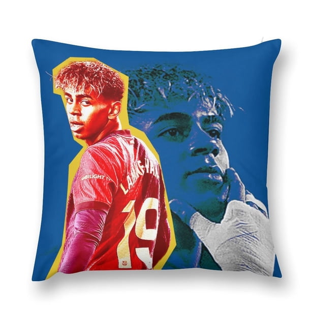 Lamine YamalFundas de almohada de terciopelo con tema, regalos de funda de almohada, decoración para el hogar, cojín de lanzar, regalo de cumpleaños para fans y parejas. 50*50cm.