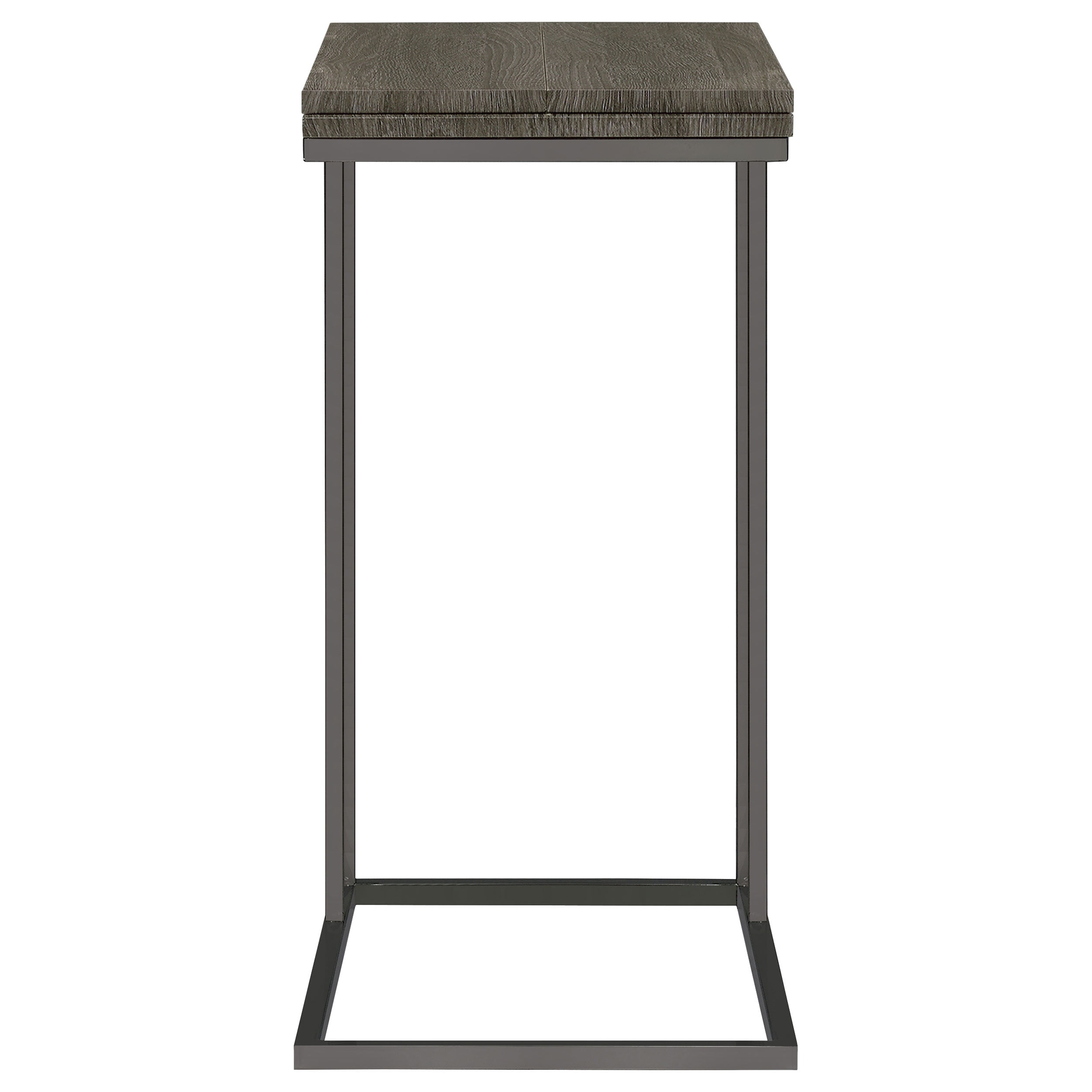 Weathered Grey and Black Snack Table with Expandable Top
