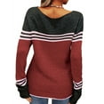 thumbnail image 4 of MKLEKYY Sweaters for Dogs Women's Casual Crew Neck Matching Striped Pullover Sweater, 4 of 5