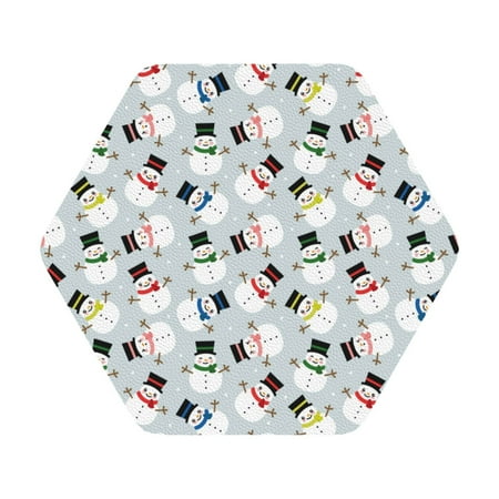 

Pofeuu Colorful Hat Snowman Print Leather Coasters Set of 6 Round Cups Mugs Mat Pad for Home Kitchen Heat Resistant Drink Coasters Hexagon