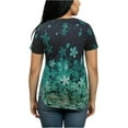 thumbnail image 3 of Summer Plus Size T-Shirt Ladies Cherry Blossom Print Round Neck Casual Short Sleeve, 3 of 5