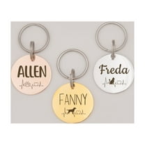 Anavia Metal Stainless Steel Round Name - EKG Birthday Holiday Christmas Engraved Dog Cat ID Tag, Rose Gold