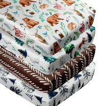 rezipo Crib Sheets Set 4-Piece 120 Thread Count Animals & Insects Green Woodland Polyester Fitted