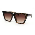 thumbnail image 2 of Womens Squared Rectangular Cat Eye Gothic Plastic Sunglasses Tortoise Brown, 2 of 4