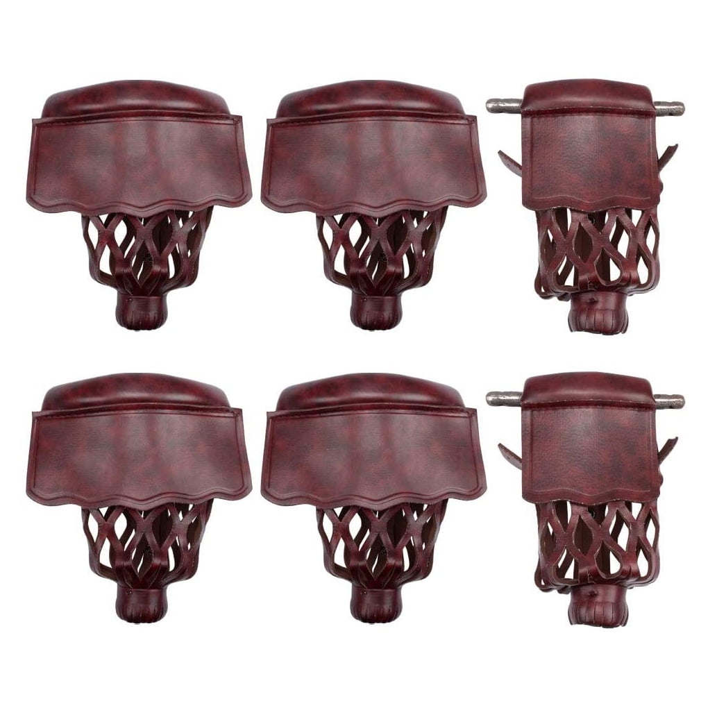 Cherry Leather Pool Table Pockets w/ Fringe Set of 6 & FREE Shipping 