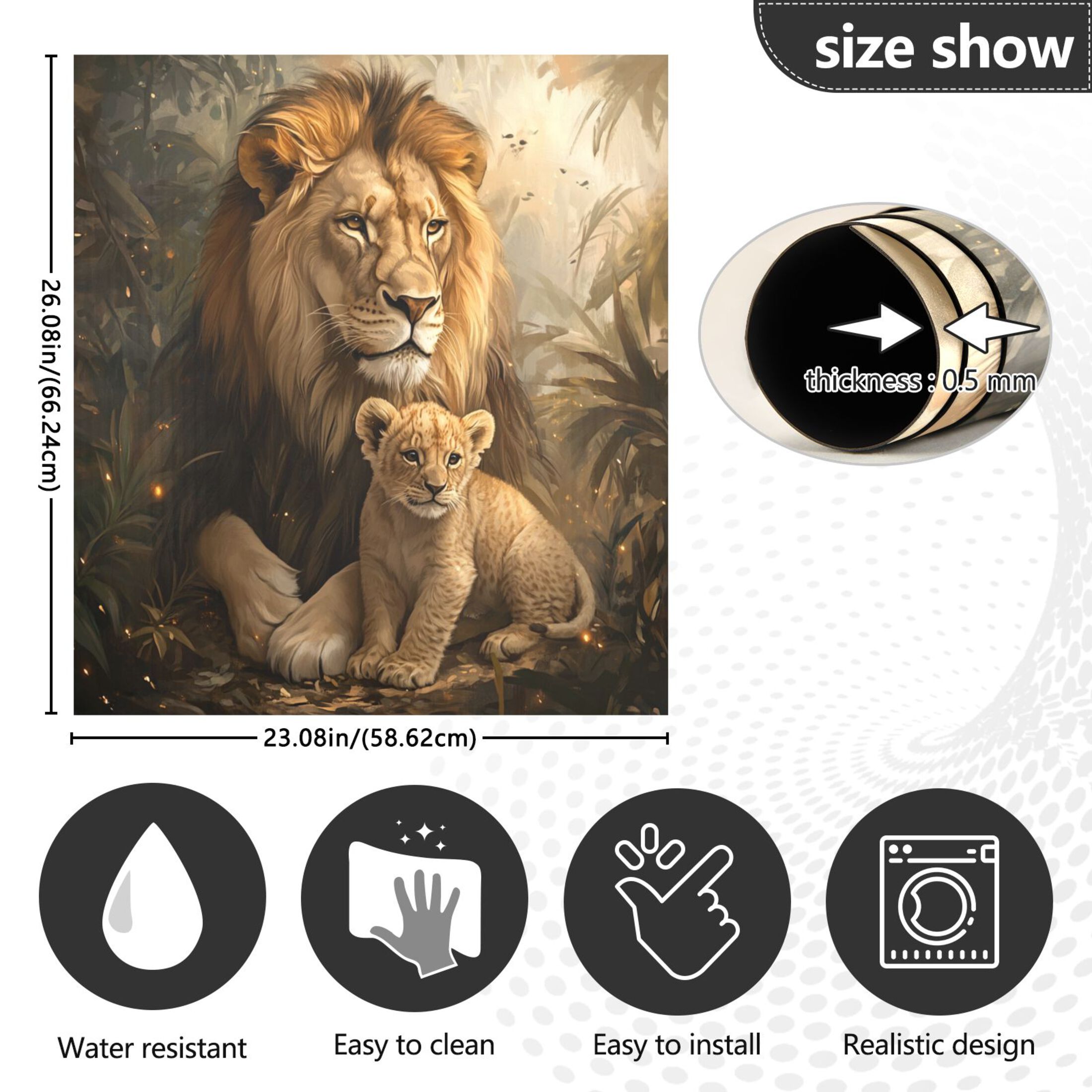Dishwasher Magnetic Sticker 23x26 Inch Refrigerator Magnetic Sticker Washing Machine Magnetic Sticker Kitchen Panel Magnetic Sticker Home Decor Beautiful Yellow Lions