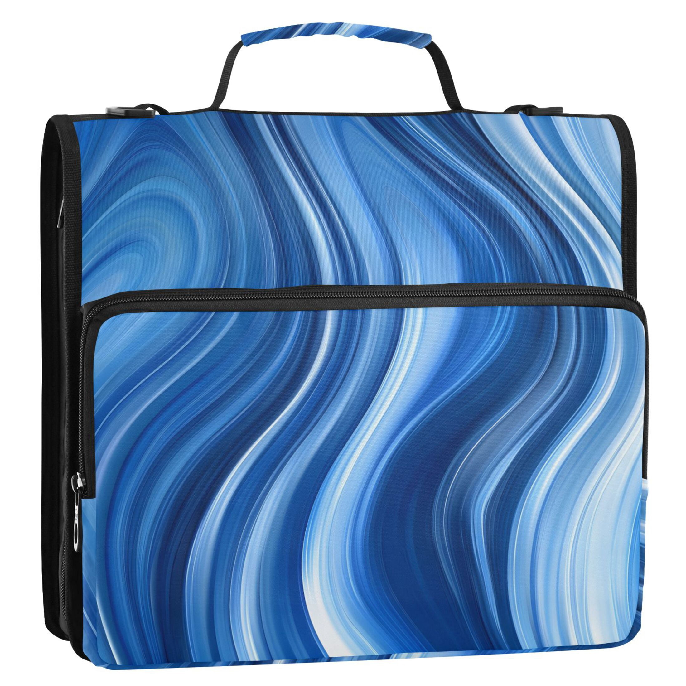 ALAZA Zipper Binder Blue Liquid 3 Ring Trapper Keeper File Folder Organizer Bag