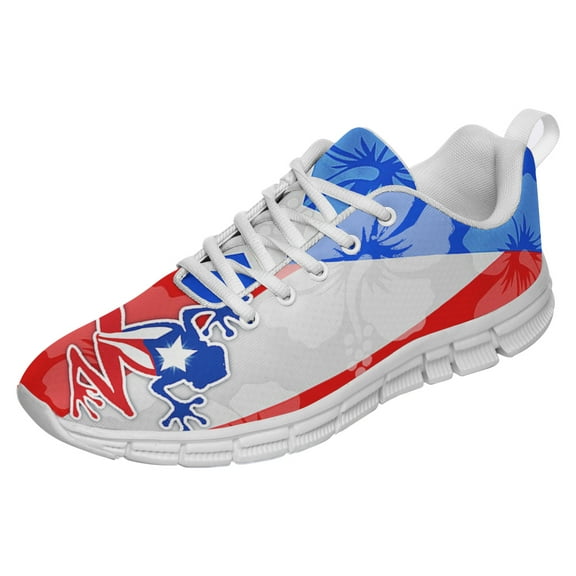 Puerto Rico Shoes Men Women Running Tennis Shoes Breathable Casual Puerto Rico Flag Sneakers White Size 3.5
