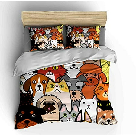 Vichonne Dogs Lover Bedding Sets Full, Funny Bed Duvet Covers