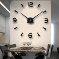 thumbnail image 2 of DIY Frameless Wall Clock 3D Acrylic Roman Numerals Analog Watch Stickers Decals Modern Home Office Decor Color:Black, 2 of 4