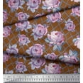 thumbnail image 2 of Soimoi Tissu Poly Georgette Géométrique, Imprimé Feuilles & Roses au Mètre 42 Pouces de Large, 2 of 3