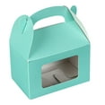 thumbnail image 3 of Restaurantware-Bio Tek 4 x 2.5 x 2.5 Inch Gable Boxes For Party Favors, 100 Attractive Gift Boxes - With Built-In Handle, Disposable, Turquoise Paper Barn Boxes, For Parties, 3 of 11