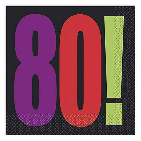 Birthday Cheer 80th Birthday Party Lunch Napkins, 16ct