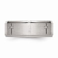 thumbnail image 4 of Primal Steel Stainless Steel Brushed and Cross 8mm Ridged Edge Band, 4 of 11