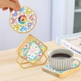 thumbnail image 4 of Juego de posavasos UXORSN para bricolaje con mosaicos de vidrio, 4 unidades, con bases de bambú, 4 of 7